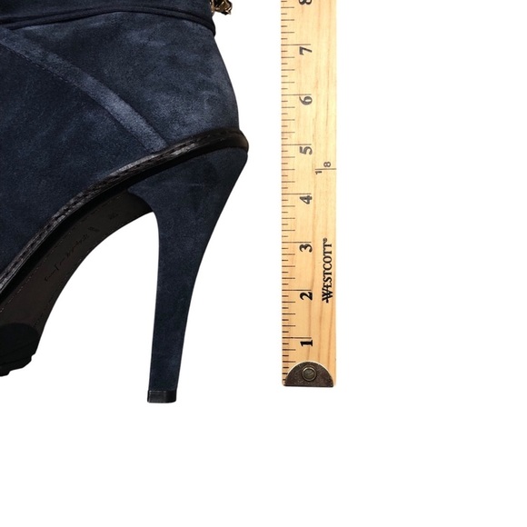 Elizabeth and James Blue Suede Lace Up Boots with Stiletto Heel and Navajo Print - Picture 10 of 10